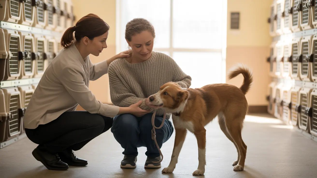 Social worker assisting a pet owner at a busy Los Angeles animal shelter