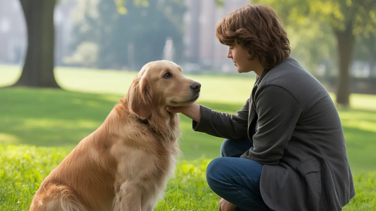 Therapy dog interacting with university students during a campus animal-assisted therapy session