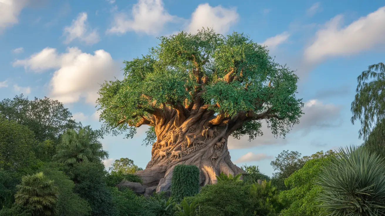 Intricate animal carvings on Disney’s Tree of Life at Animal Kingdom