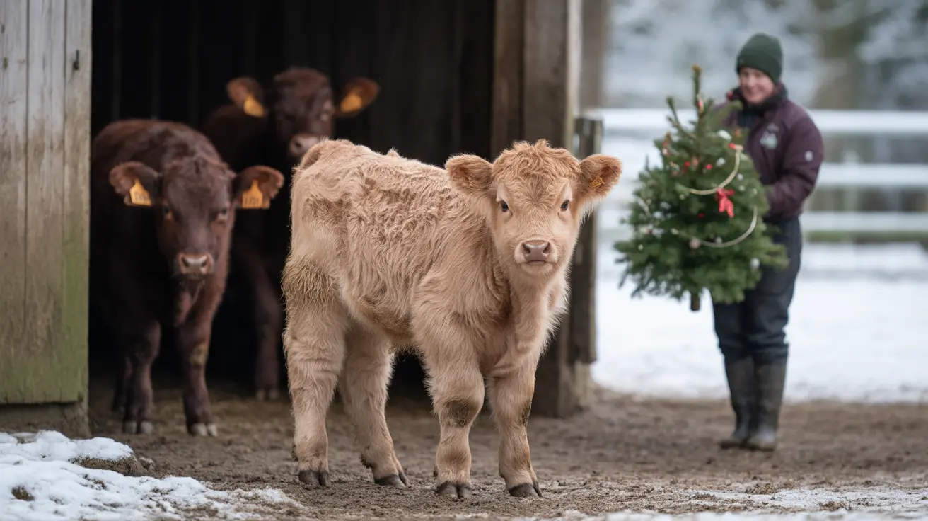 Animals interacting with repurposed Christmas trees at Utica Zoo for enrichment activities