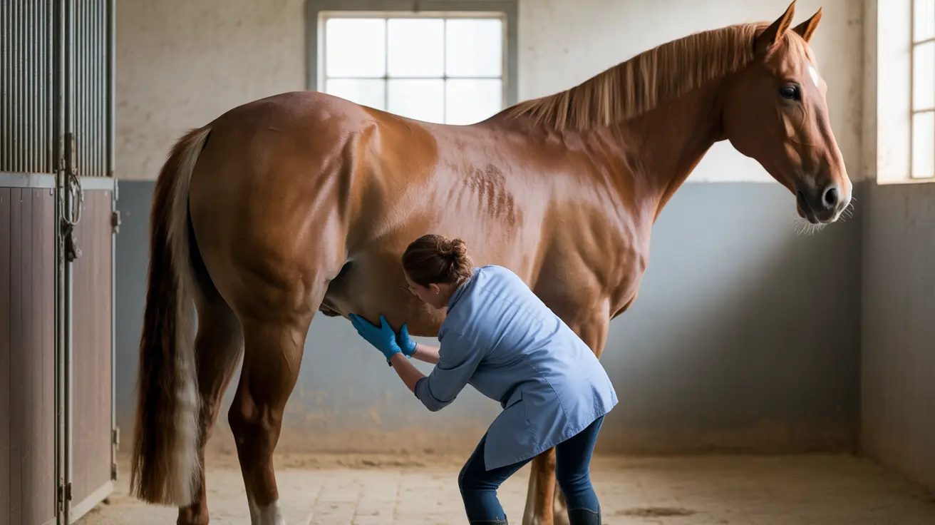 A thin horse showing visible ribs during health assessment