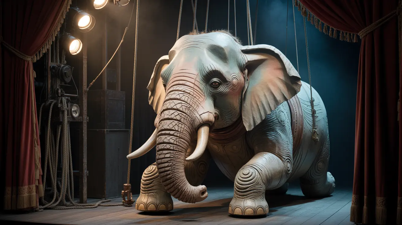 Elephant puppet from Water for Elephants musical performing on stage at Century II