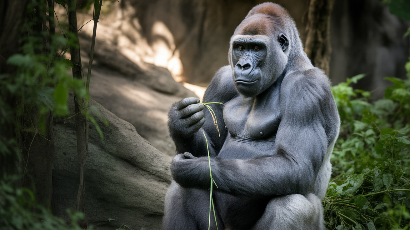 Western lowland gorilla at Disney's Animal Kingdom interacting with caregivers