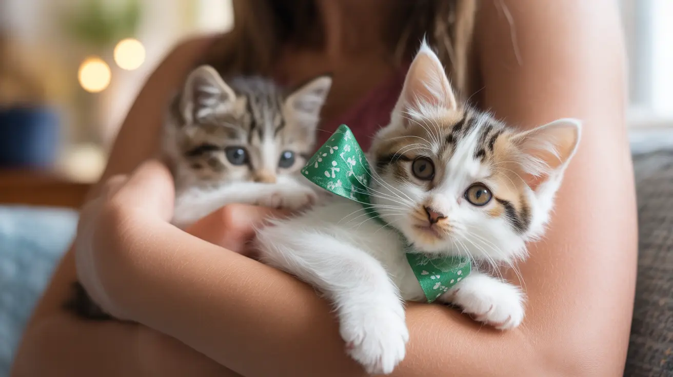 Foster family caring for rescued dog and kitten at home