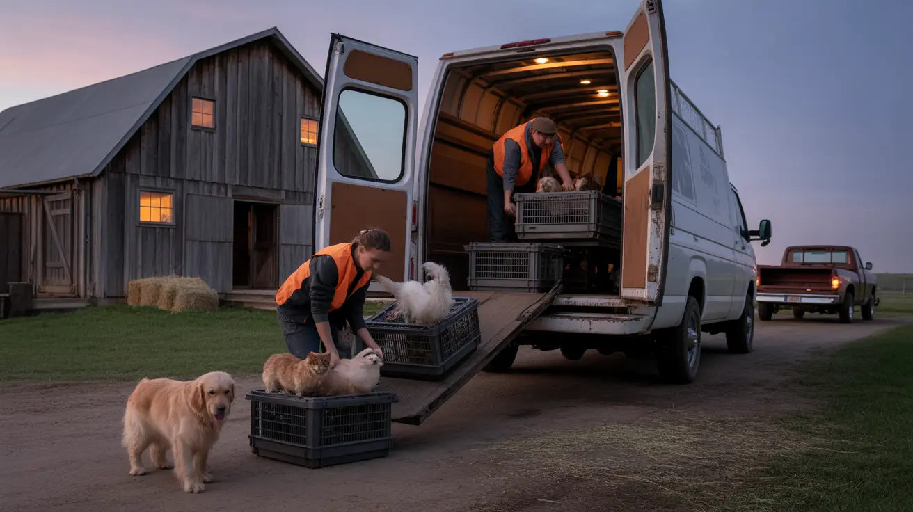 Rescued animals being cared for by animal welfare workers during a large-scale rescue operation
