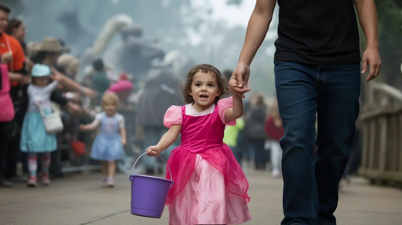 Families enjoying Halloween trick-or-treating at the Louisville Zoo with festive decorations and animal exhibits